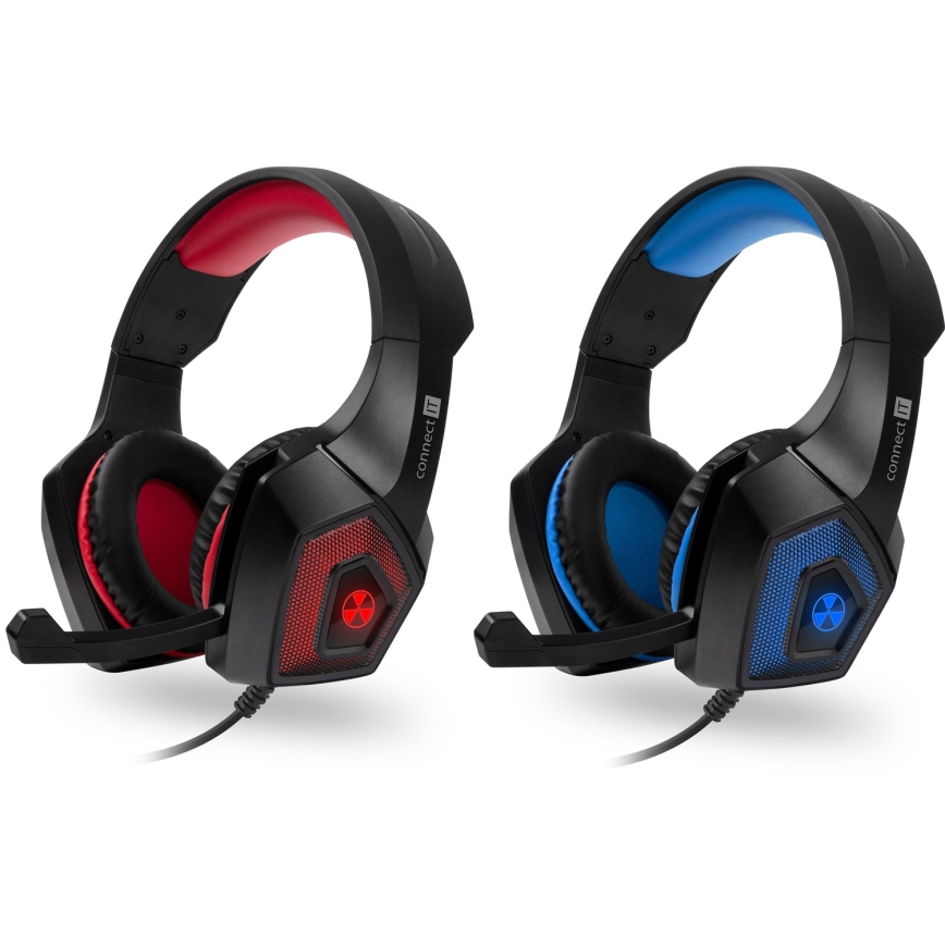 CONNECT IT CHP-5500-RD - Casque gaming filaire LED avec un micro noir/rouge