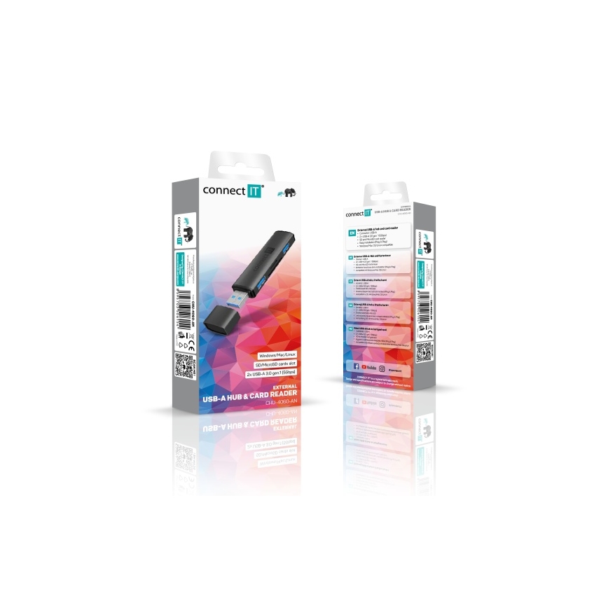 CONNECT IT CHU-4060-AN - USB-A hub met geheugenkaartlezer 4in1