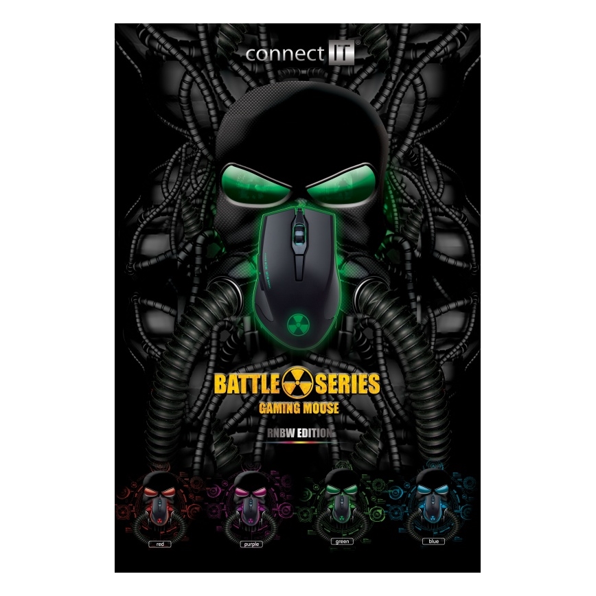 CONNECT IT CI-1128 - LED Bedrade gaming muis 1000/1200/1600/3200 DPI zwart