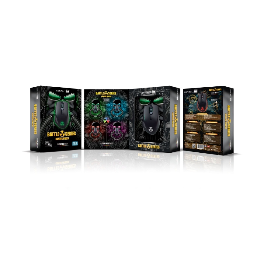 CONNECT IT CI-1128 - LED Bedrade gaming muis 1000/1200/1600/3200 DPI zwart