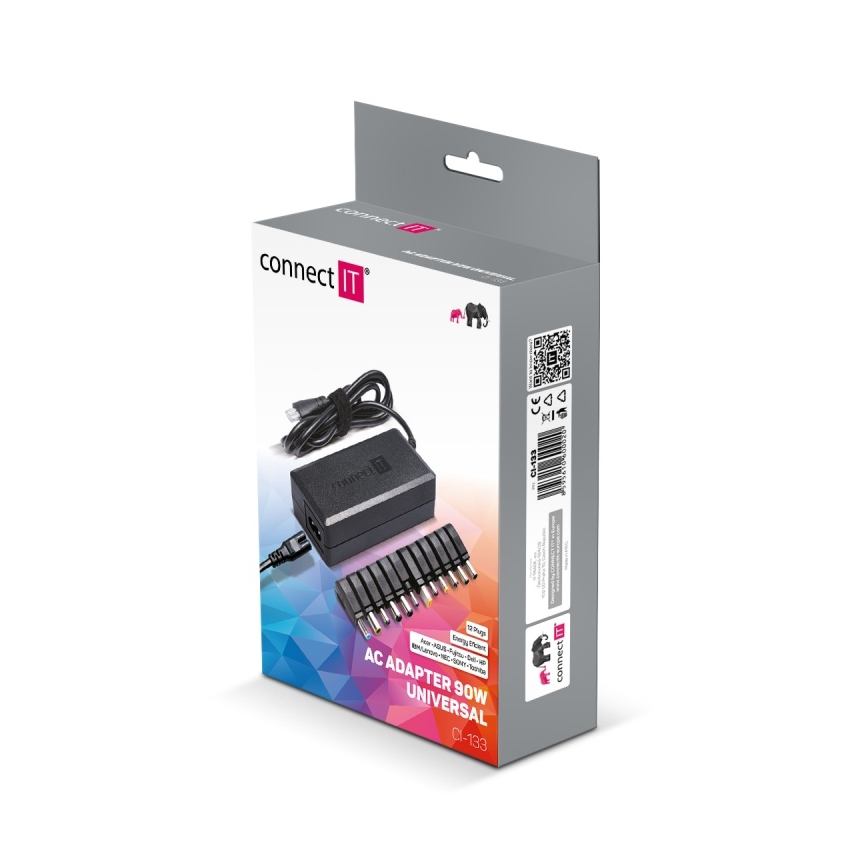 CONNECT IT CI-133 - Adaptateur d'alimentation universel pour ordinateurs portables 90W
