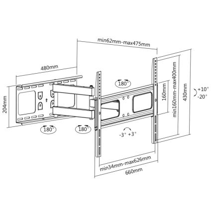 CONNECT IT CI-787 - Wandhouder voor TV 37-70” wit