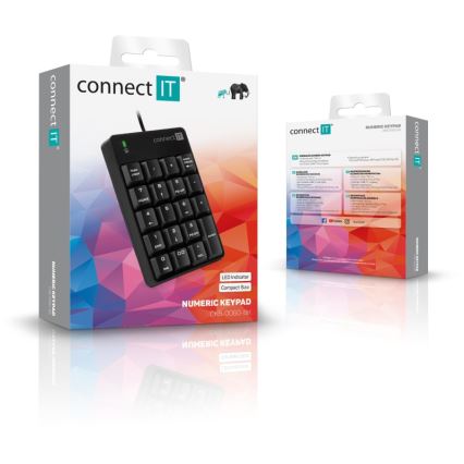 CONNECT IT CKB-0060-BK - Bedraad numeriek toetsenbord zwart
