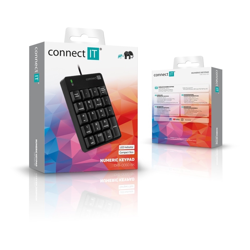 CONNECT IT CKB-0060-BK - Bedraad numeriek toetsenbord zwart