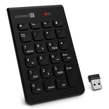 CONNECT IT CKB-0062-BK - Draadloos numeriek toetsenbord 1xAAA zwart