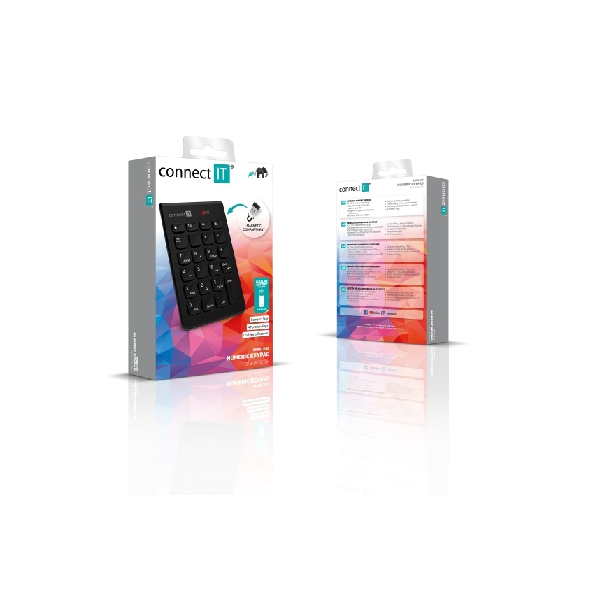 CONNECT IT CKB-0062-BK - Draadloos numeriek toetsenbord 1xAAA zwart