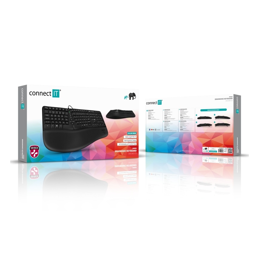 CONNECT IT CKB-2800-CS - Ergonomisch draadloos toetsenbord met CZ/SK-lokalisatie zwart