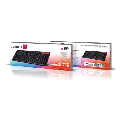 CONNECT IT CKB-3000-CS - Clavier multimédia sans fil avec localisation CZ/SK 2xAAA noir
