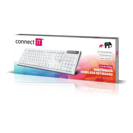 CONNECT IT CKB-3010-CS - Clavier multimédia sans fil avec localisation CZ/SK 2xAAA blanc