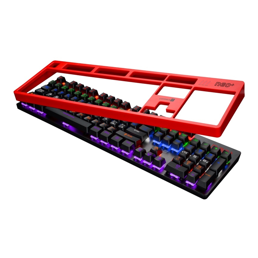 CONNECT IT CKB-3591-CS - LED RGB Bedraad gamingtoetsenbord met CZ/SK-lokalisatie zwart + rood Frame