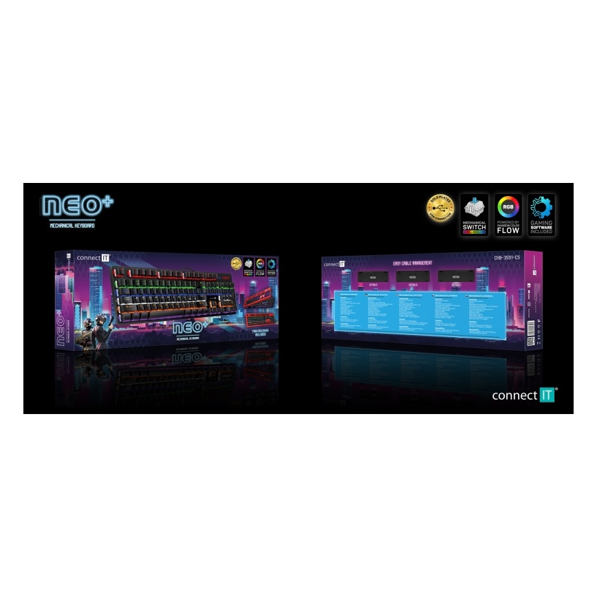 CONNECT IT CKB-3591-CS - LED RGB Bedraad gamingtoetsenbord met CZ/SK-lokalisatie zwart + rood Frame