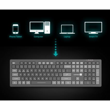 CONNECT IT CKB-5060-CS - Stil toetsenbord met laag profiel met CZ/SK-lokalisatie 350 mAh