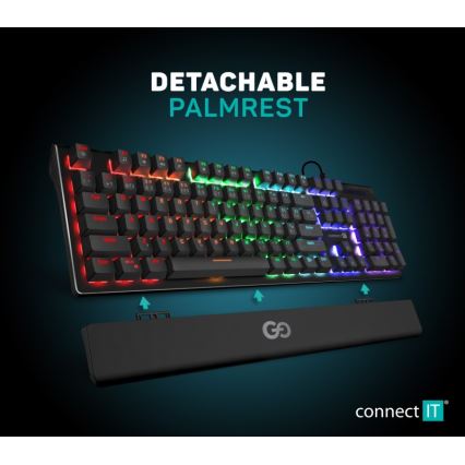 CONNECT IT CKB-7050-CS - LED RGB Bedraad gamingtoetsenbord met CZ/SK-lokalisatie zwart