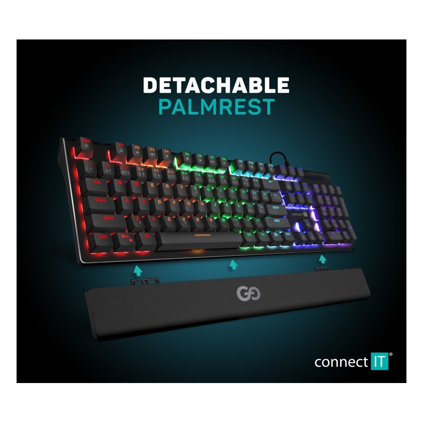 CONNECT IT CKB-7050-CS - LED RGB Bedraad gamingtoetsenbord met CZ/SK-lokalisatie zwart