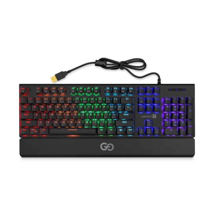CONNECT IT CKB-7050-CS - LED RGB Bedraad gamingtoetsenbord met CZ/SK-lokalisatie zwart