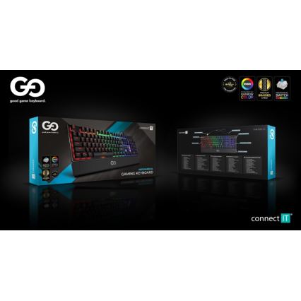 CONNECT IT CKB-7050-CS - LED RGB Bedraad gamingtoetsenbord met CZ/SK-lokalisatie zwart