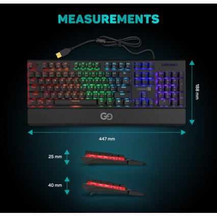 CONNECT IT CKB-7050-CS - LED RGB Bedraad gamingtoetsenbord met CZ/SK-lokalisatie zwart