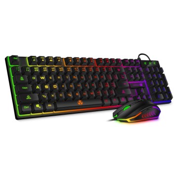 CONNECT IT CKM-3200-CS - LED RGB Bedraad gamingtoetsenbord en gamen muis 1200/1800/2400/3600 DPI met CZ/SK-lokalisatie zwart