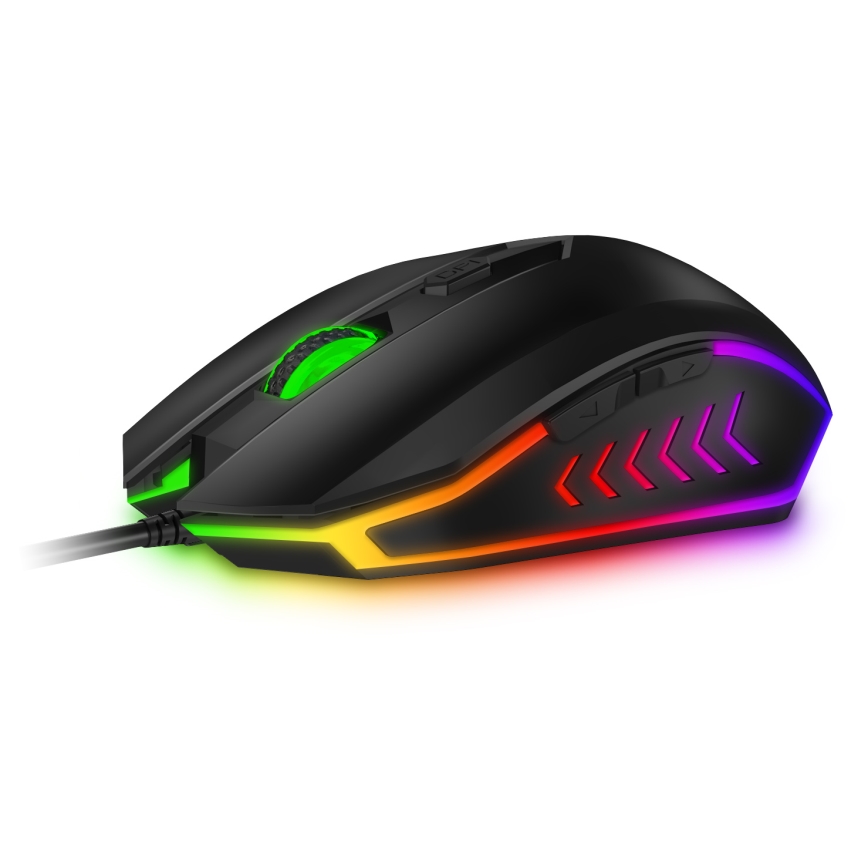 CONNECT IT CKM-3200-CS - LED RGB Bedraad gamingtoetsenbord en gamen muis 1200/1800/2400/3600 DPI met CZ/SK-lokalisatie zwart