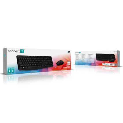 CONNECT IT CKM-4500-CS - Draadloos toetsenbord en muis 1000 DPI met CZ/SK-lokalisatie 1xAAA + 1xAA zwart