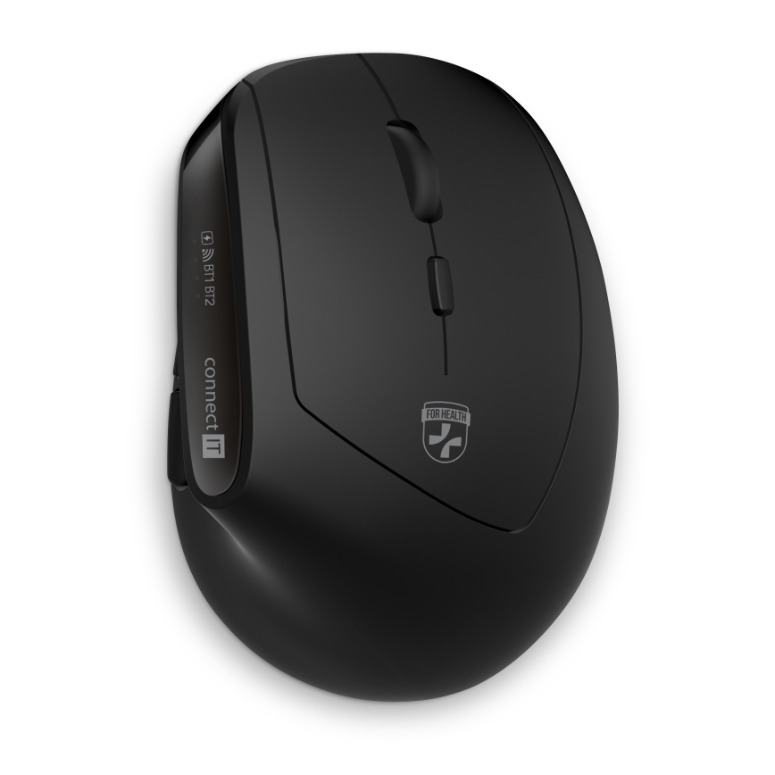 CONNECT IT CKM-6010-CS - Ergonomisch draadloos toetsenbord en muis 800/1200/1600/2400 DPI met CZ/SK-lokalisatie 1xAA + 2xAAA zwart