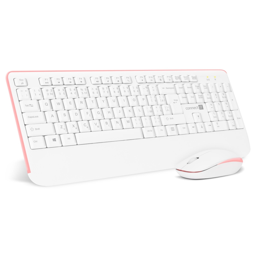 CONNECT IT CKM-7801-CS - Clavier et souris sans fil 1200 DPI avec localisation CZ/SK 1xAAA + 1xAA blanc/rose