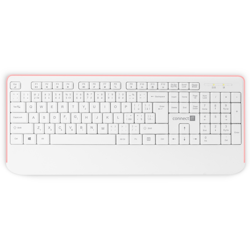 CONNECT IT CKM-7801-CS - Clavier et souris sans fil 1200 DPI avec localisation CZ/SK 1xAAA + 1xAA blanc/rose