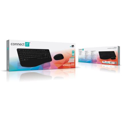 CONNECT IT CKM-7803-CS - Clavier et souris sans fil 1200 DPI avec localisation CZ/SK 1xAAA + 1xAA noir