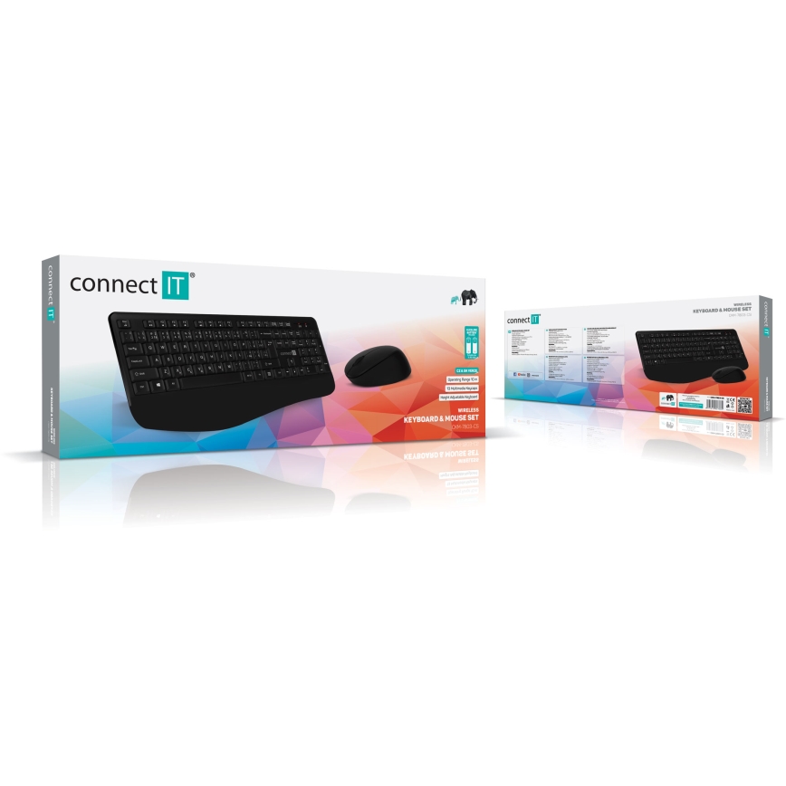 CONNECT IT CKM-7803-CS - Clavier et souris sans fil 1200 DPI avec localisation CZ/SK 1xAAA + 1xAA noir