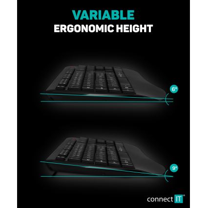 CONNECT IT CKM-7803-CS - Draadloos toetsenbord en muis 1200 DPI met CZ/SK-lokalisatie 1xAAA + 1xAA zwart