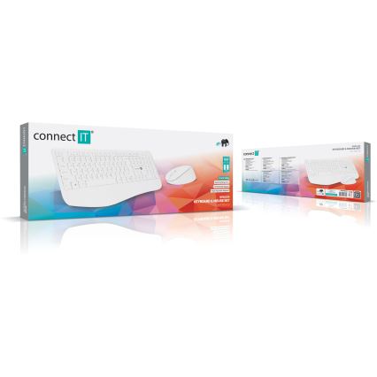 CONNECT IT CKM-7804-CS - Clavier et souris sans fil 1200 DPI avec localisation CZ/SK 1xAAA + 1xAA blanc