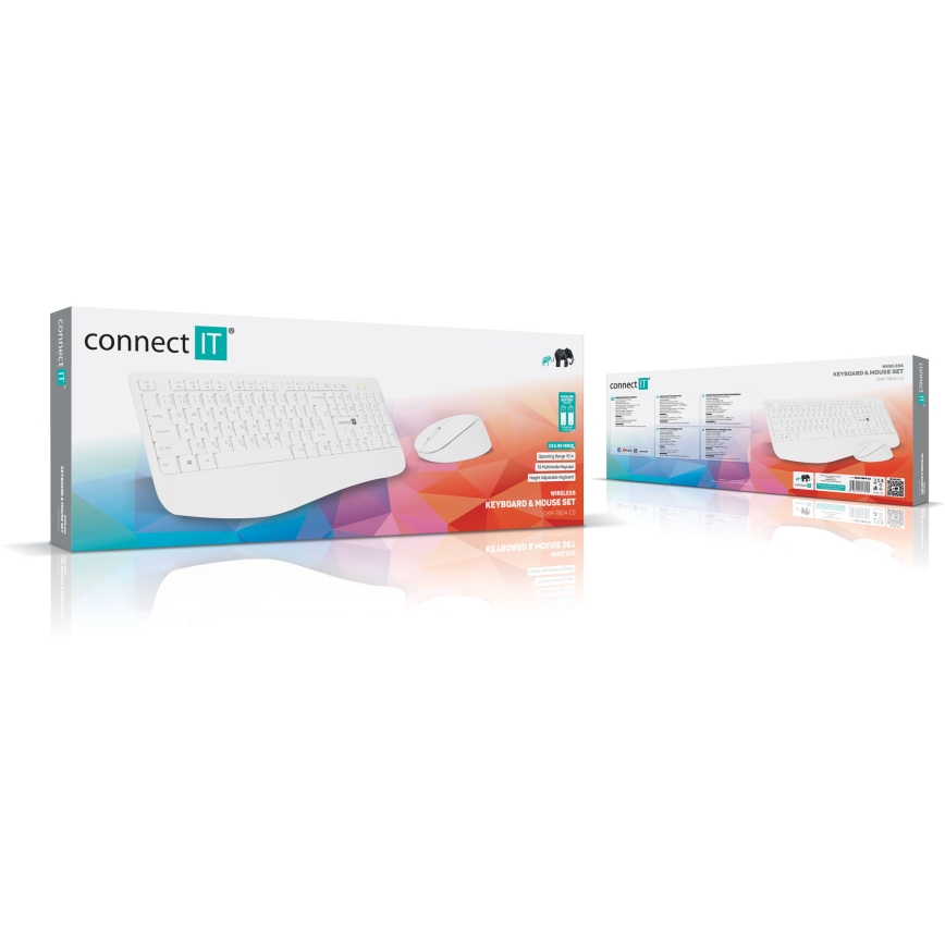 CONNECT IT CKM-7804-CS - Clavier et souris sans fil 1200 DPI avec localisation CZ/SK 1xAAA + 1xAA blanc
