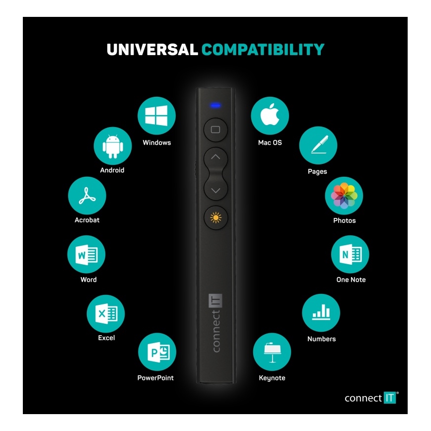 CONNECT IT CLP-2050-BK - Draadloze presentator met laserpointer 1xAAA