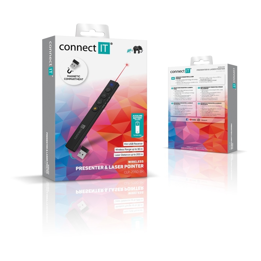 CONNECT IT CLP-2050-BK - Draadloze presentator met laserpointer 1xAAA