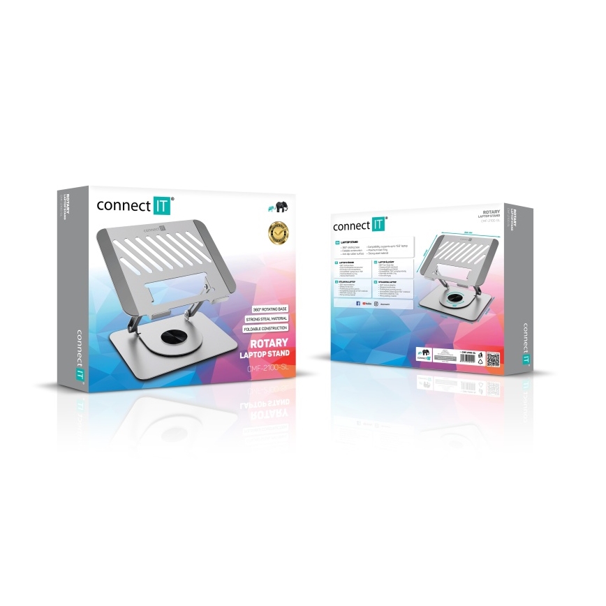 CONNECT IT CMF-2100-SL - Draaibare laptopstandaard zilver