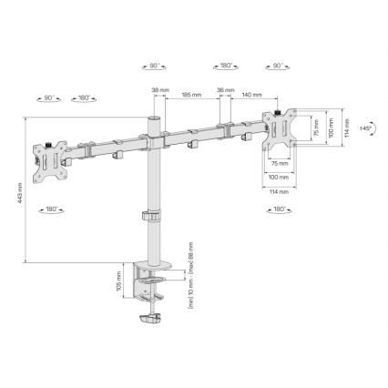 CONNECT IT CMF-3203-BK - Universele houder voor 2 monitoren 13-32” zwart