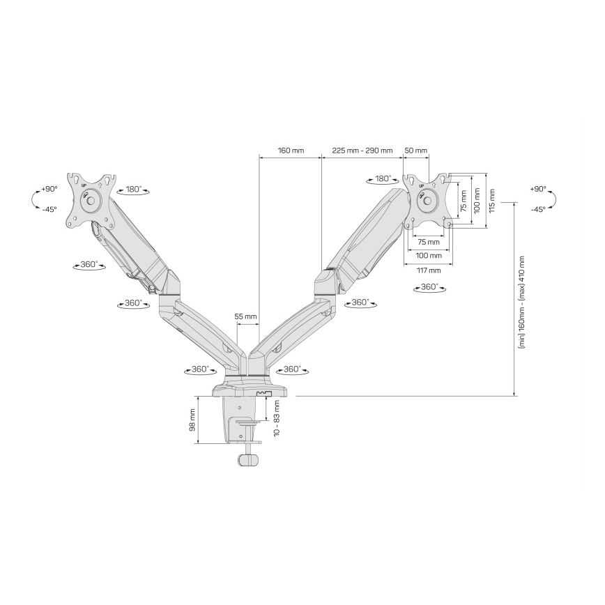 CONNECT IT CMF-3207-BK - Universele houder voor 2 monitoren 13-27” zwart