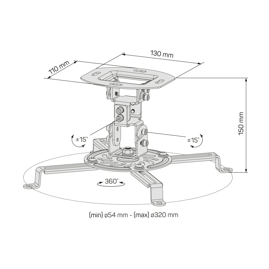 CONNECT IT CMF-6020-BK - Plafondprojectorhouder zwart