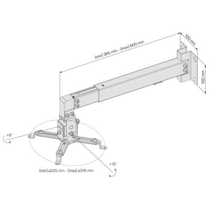 CONNECT IT CMF-7020-SL - Projector wandhouder zilver