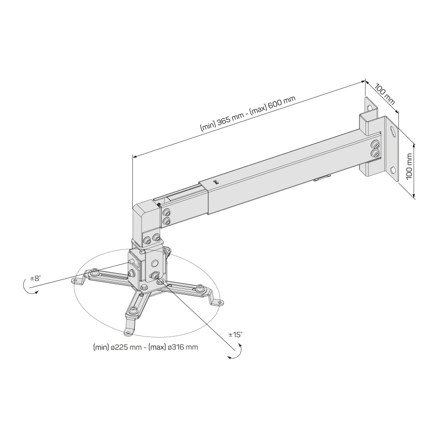 CONNECT IT CMF-7020-SL - Projector wandhouder zilver