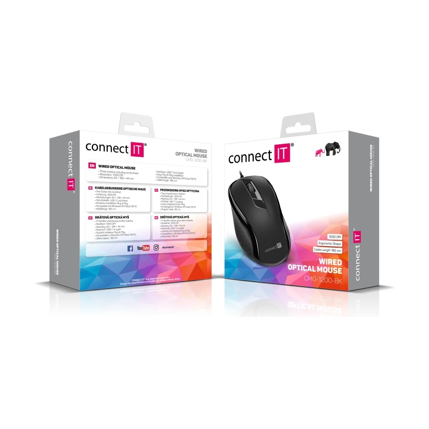 CONNECT IT CMO-1200-BK - Bedrade muis 1000 DPI zwart