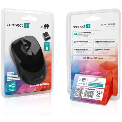 CONNECT IT CMO-2230-BK - Draadloze stille muis MUTE 1200 DPI 1xAA zwart