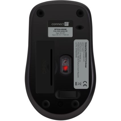 CONNECT IT CMO-2230-RD - Draadloze stille muis MUTE 1200 DPI 1xAA zwart/rood