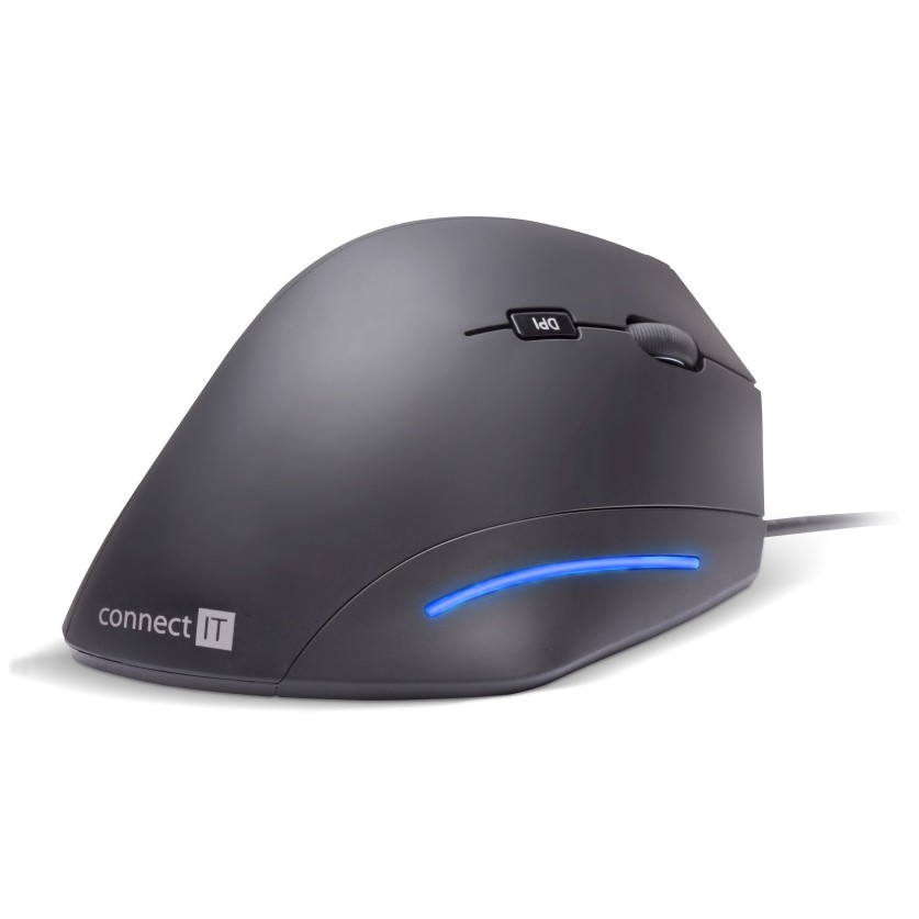 CONNECT IT CMO-2500-BK - Souris filaire ergonomique Verti Wire 1000/1600 DPI noire