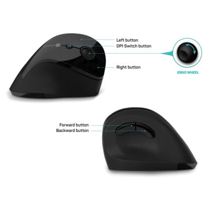 CONNECT IT CMO-2700-BK - Ergonomische draadloze muis 800/1200/1600 DPI 1xAA zwart