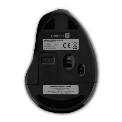 CONNECT IT CMO-2700-BK - Ergonomische draadloze muis 800/1200/1600 DPI 1xAA zwart
