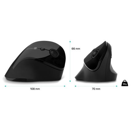 CONNECT IT CMO-2700-BK - Ergonomische draadloze muis 800/1200/1600 DPI 1xAA zwart