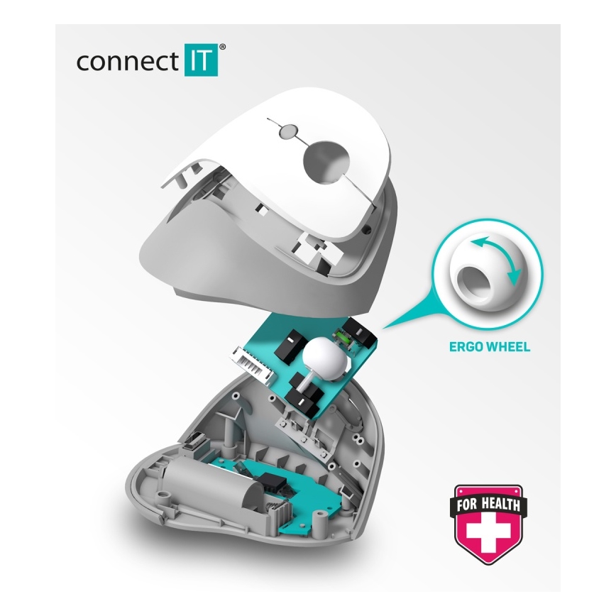 CONNECT IT CMO-2700-WH - Ergonomische draadloze muis 800/1200/1600 DPI 1xAA wit