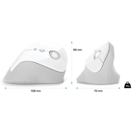 CONNECT IT CMO-2700-WH - Ergonomische draadloze muis 800/1200/1600 DPI 1xAA wit