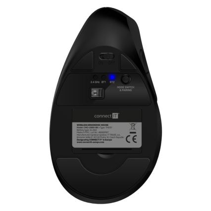 CONNECT IT CMO-2880-BK - Ergonomische draadloze muis Verti TriMode 1000/1600/2400 DPI 2xAAA zwart
